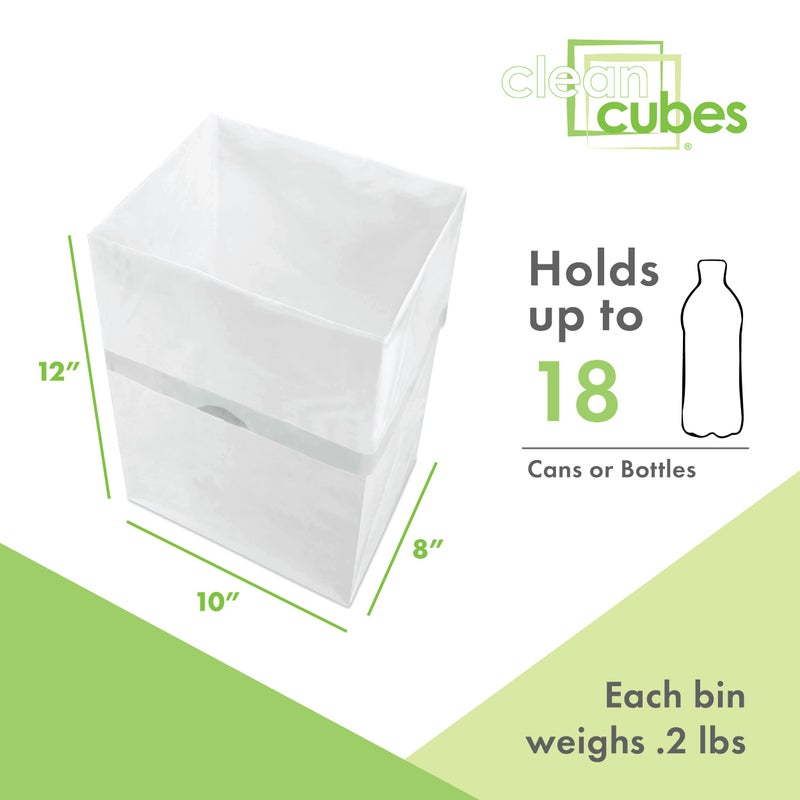Clean Cubes 4 Gallon Disposable Pop-Up Trash Cans (3-Pack) with Fitted Bags â€“ Foldable Garbage & Recycling Bins for Parties, Events & Kitchen (White, 12" H x 10" W x 8" D) - Image 4